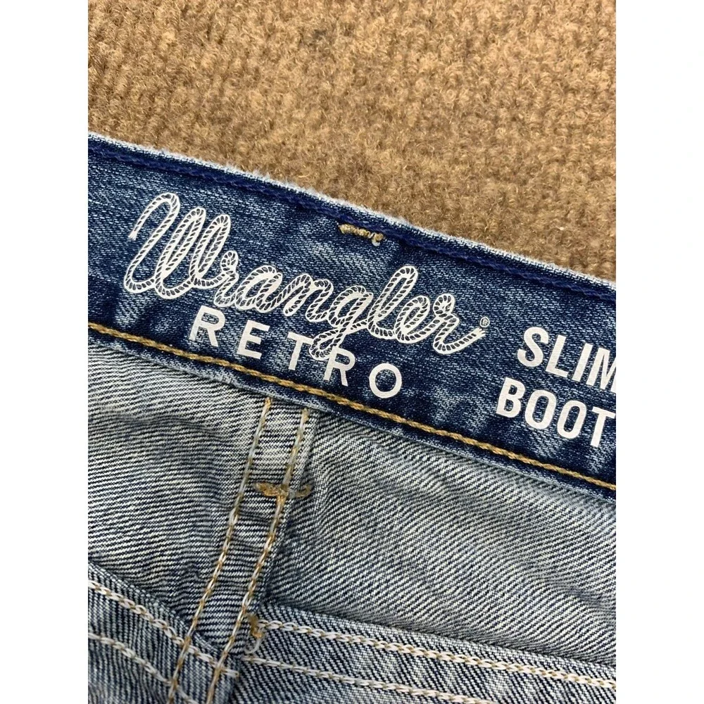 Wrangler Jeans Mens 35x30 Retro Slim Bootcut Western Cotton Workwear Denim - Picture 8 of 10